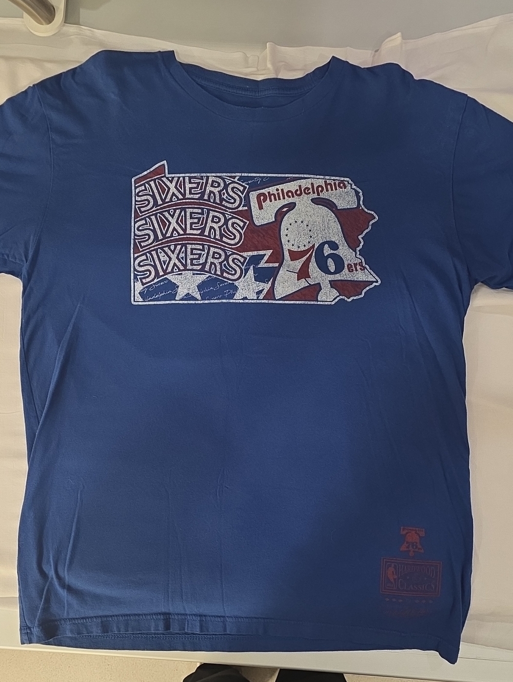 Mitchell & Ness Blue Philadelphia Sixers Graphic Tee